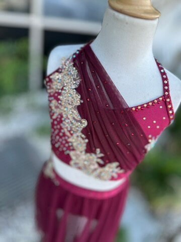 READY-TO-SHIP // Child Medium // Maroon and Gold Lyrical Costume