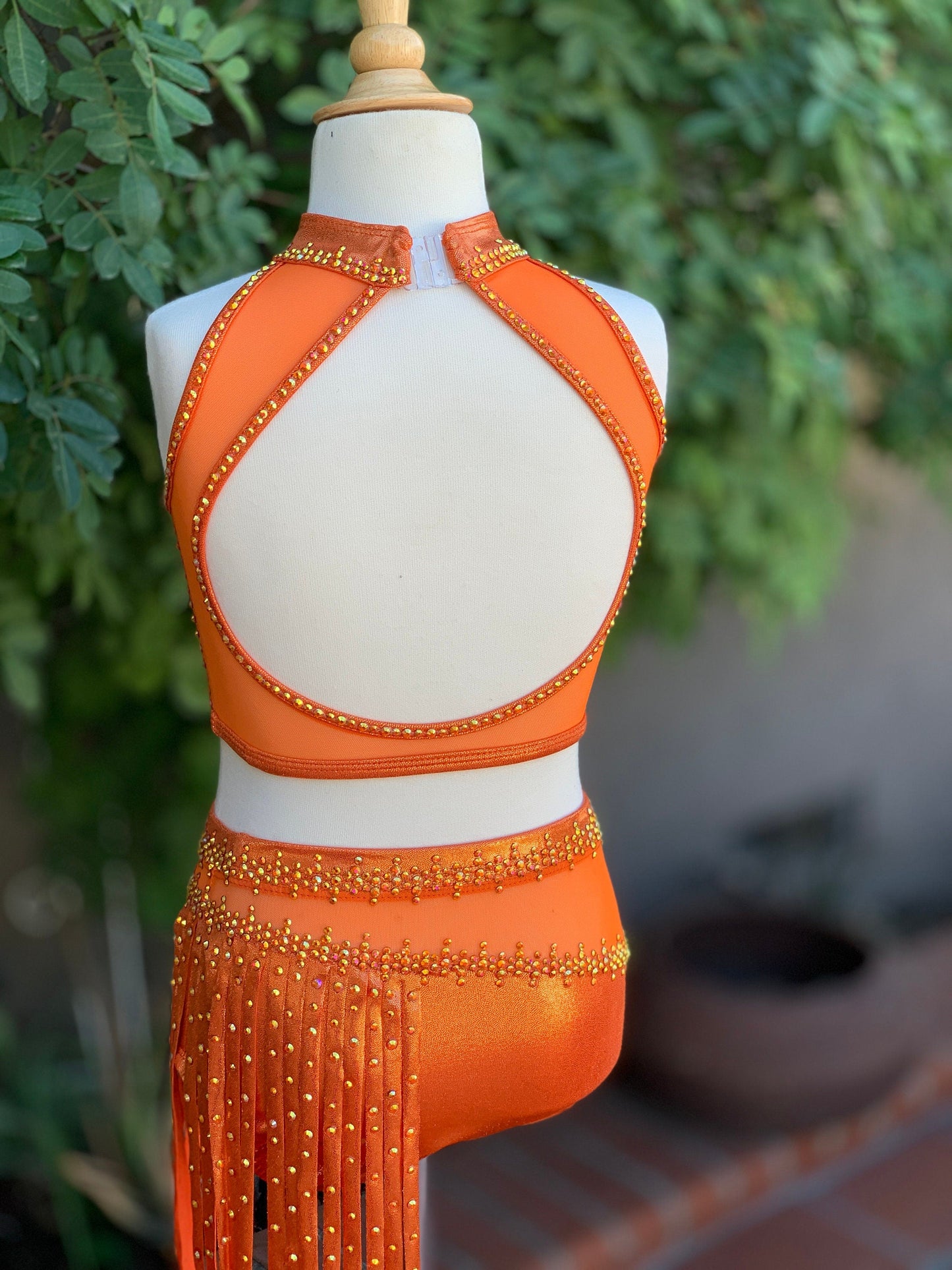 READY-TO-SHIP // Child Small/Medium // Orange Metallic Fringe Jazz Costume