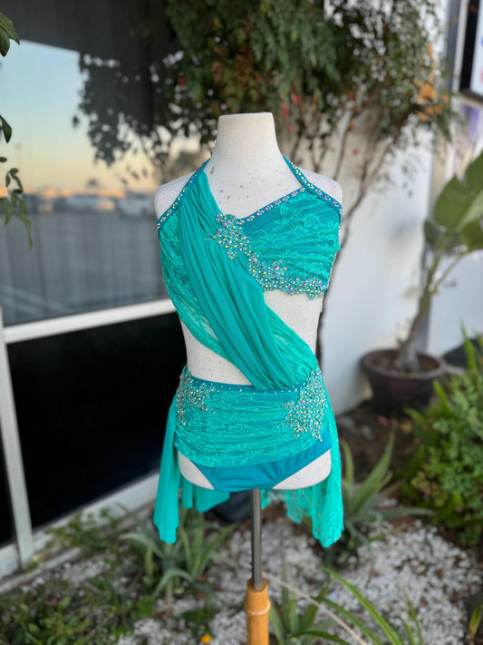 READY-TO-SHIP // Adult X-Small // Turquoise Lyrical Dance Costume