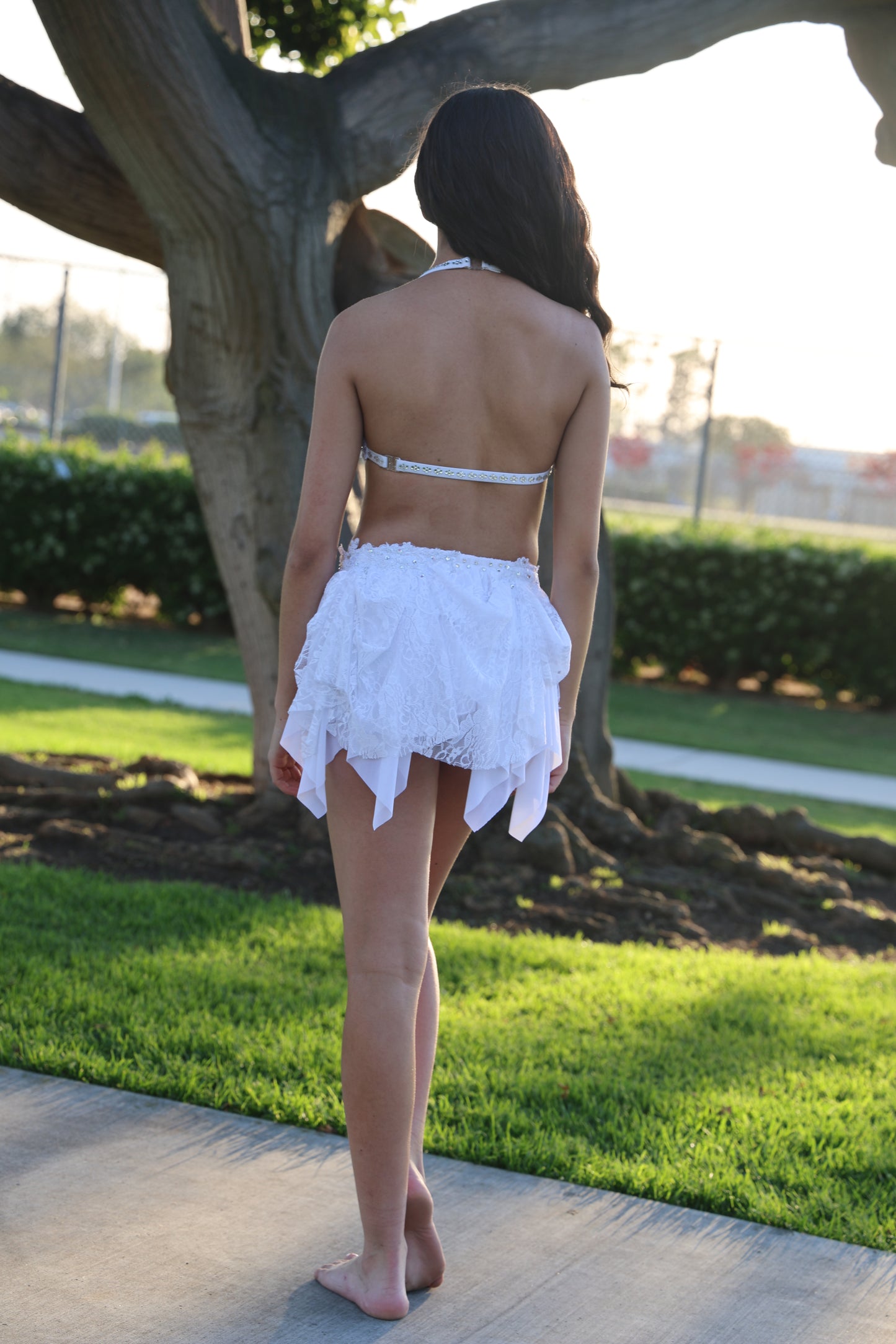 READY-TO-SHIP // Adult X-Small // White Two-Piece Lyrical Costume