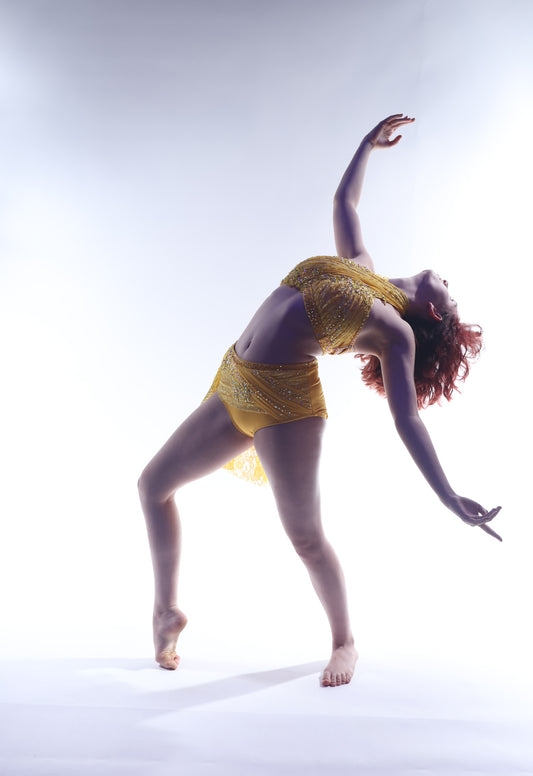 READY-TO-SHIP // Adult Small // Yellow Lace Lyrical Dance Costume