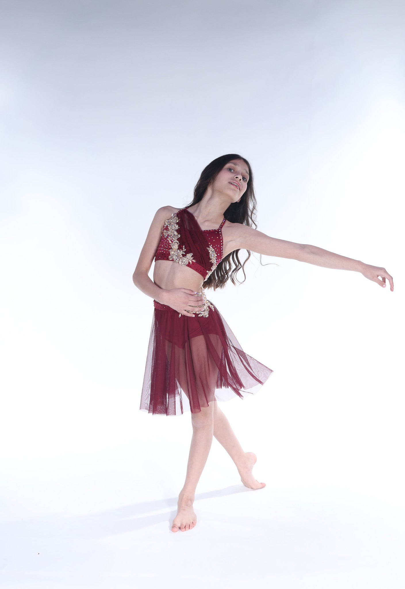 READY-TO-SHIP // Child Medium // Maroon and Gold Lyrical Costume