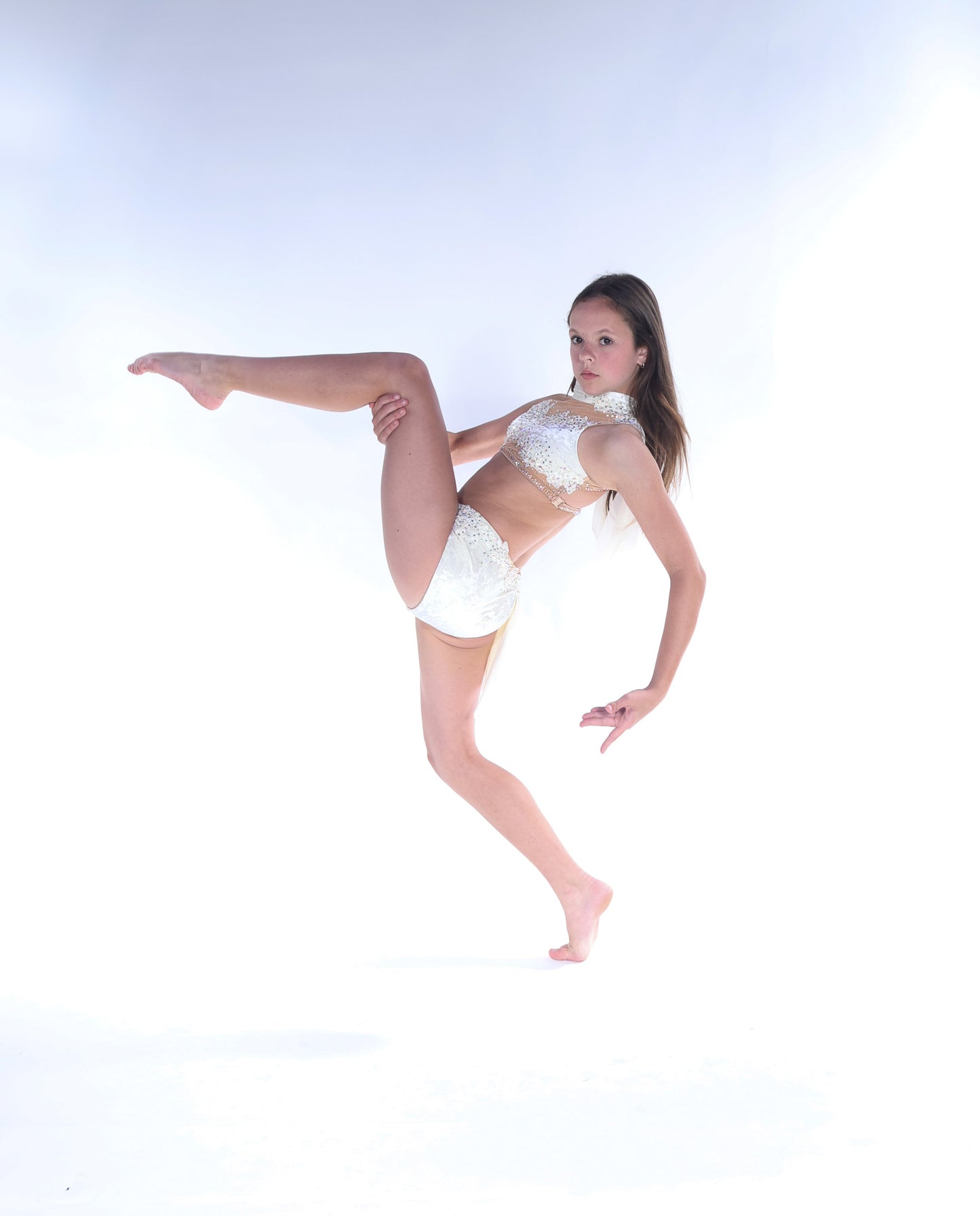 READY-TO-SHIP // Child Medium/Large // Ivory Velvet Lyrical Dance Costume