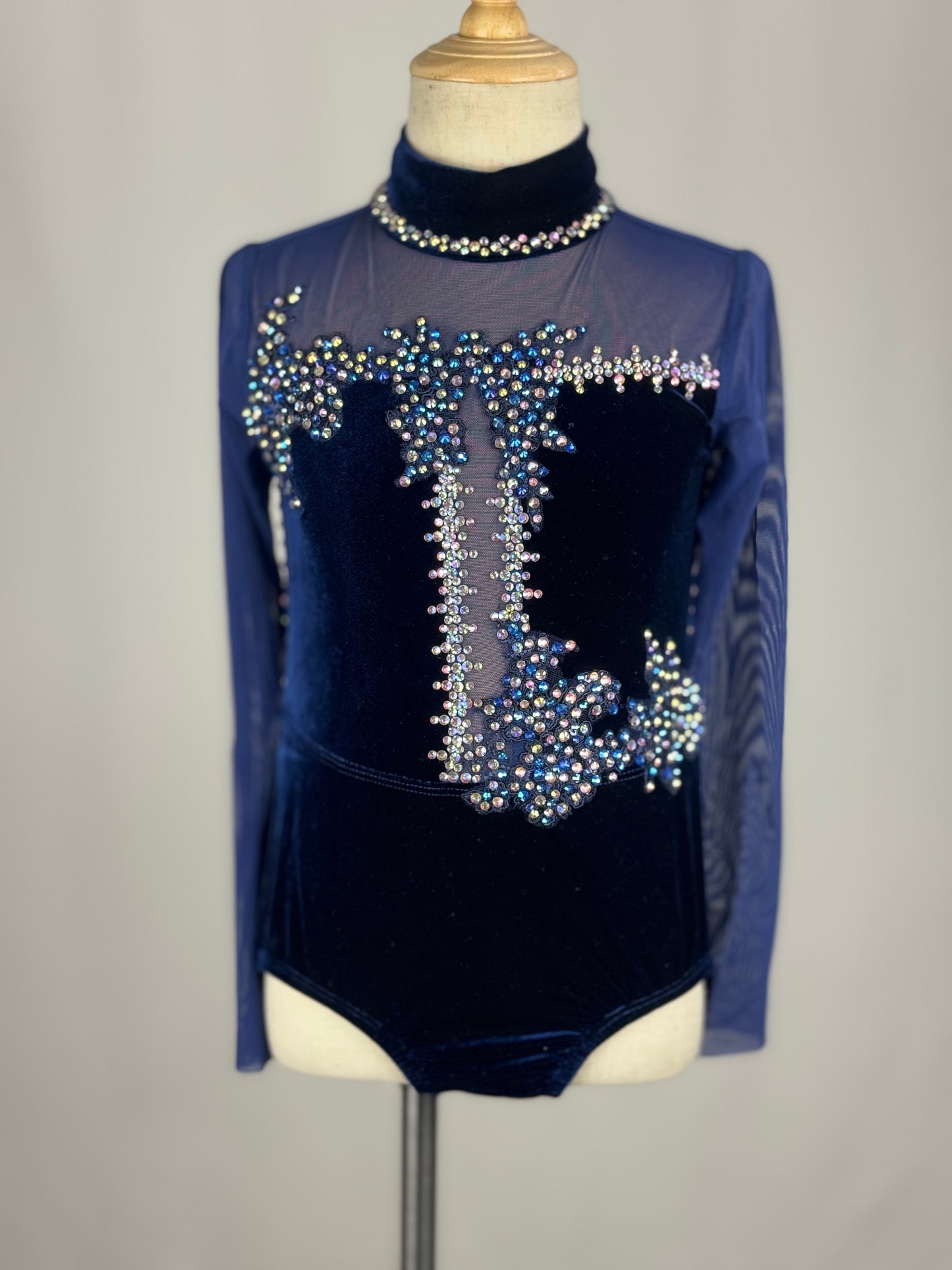 Navy Velvet Lyrical Dance Costume, Child Small