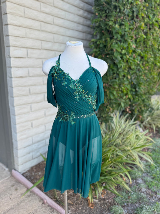 Green Lyrical Dance Costume, Adult X-Small