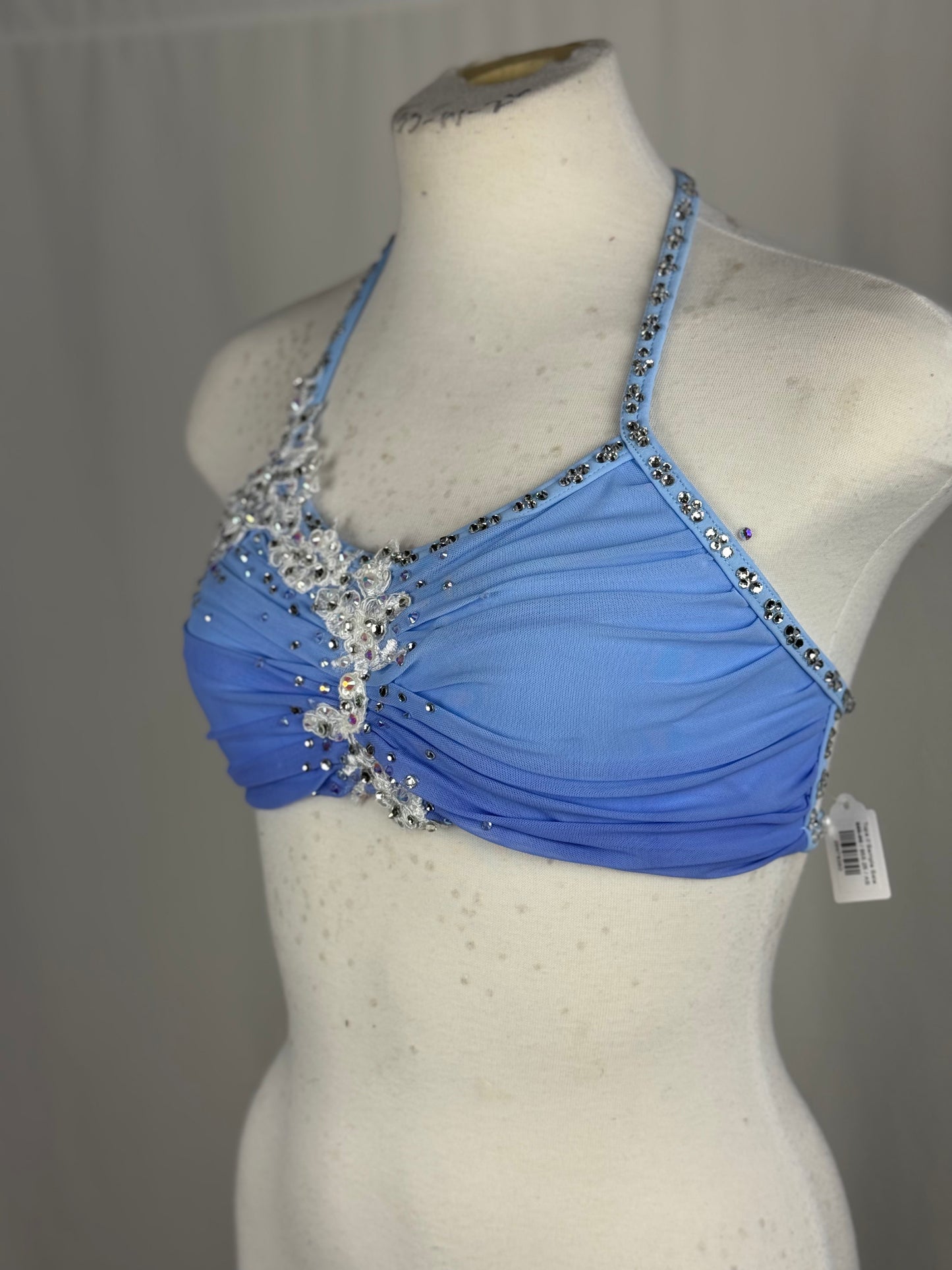 Custom-Dyed Blue Lyrical Dance Top, Adult X-Small