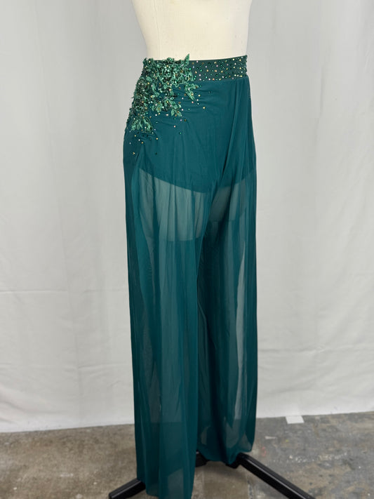 Green Mesh Contemporary Dance Pants, Adult Large