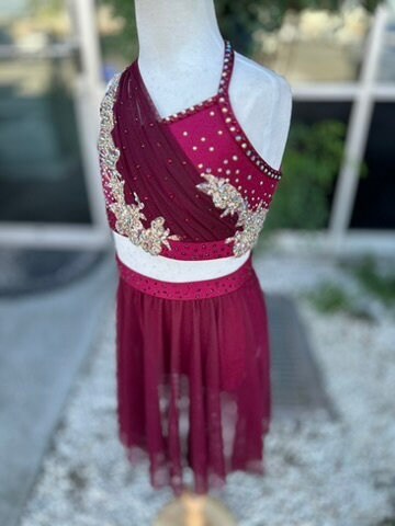 READY-TO-SHIP // Child Medium // Maroon and Gold Lyrical Costume