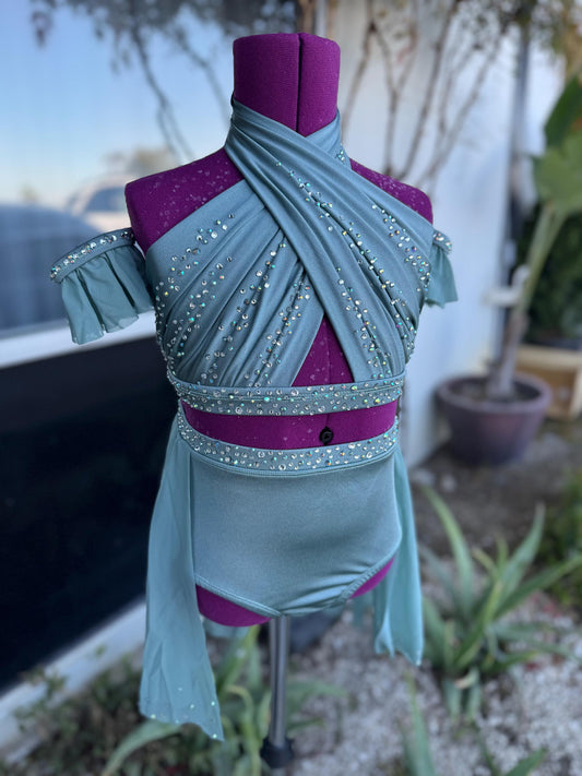 READY-TO-SHIP // Child Medium // Slate Blue/Gray Lyrical Dance Costume