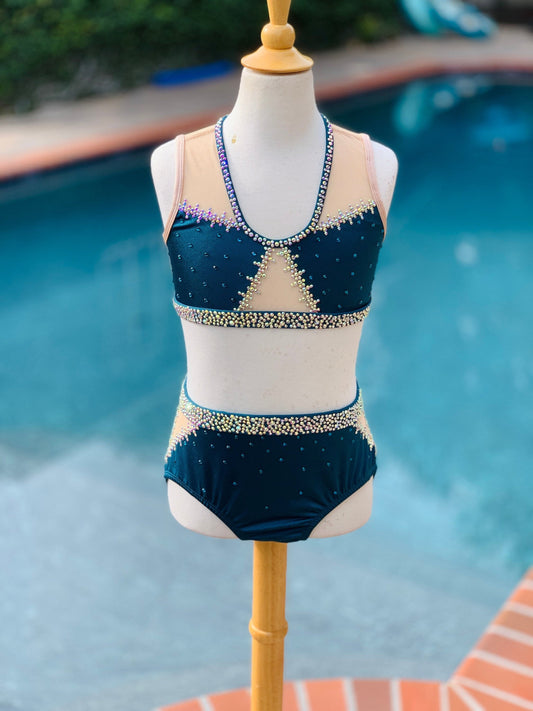 READY-TO-SHIP // Adult X-Small // Deep Teal Jazz Dance Costume