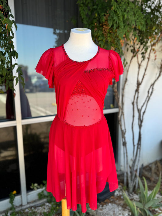 READY-TO-SHIP // Adult Small // Red Lyrical Costume