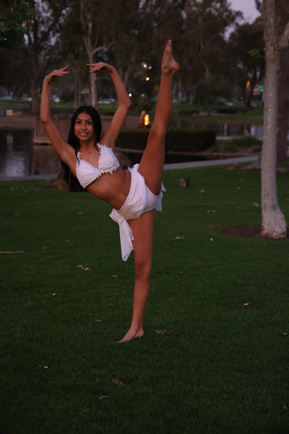 READY-TO-SHIP // Adult X-Small // White Two-Piece Lyrical Costume