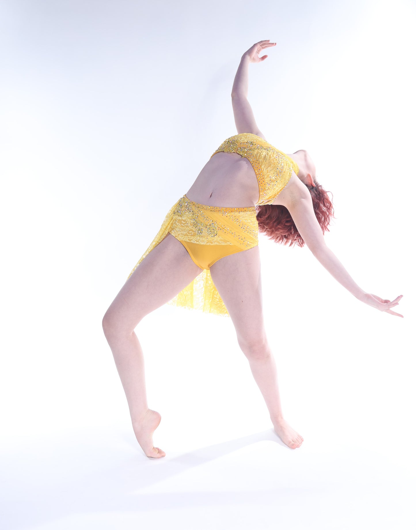 READY-TO-SHIP // Adult Small // Yellow Lace Lyrical Dance Costume