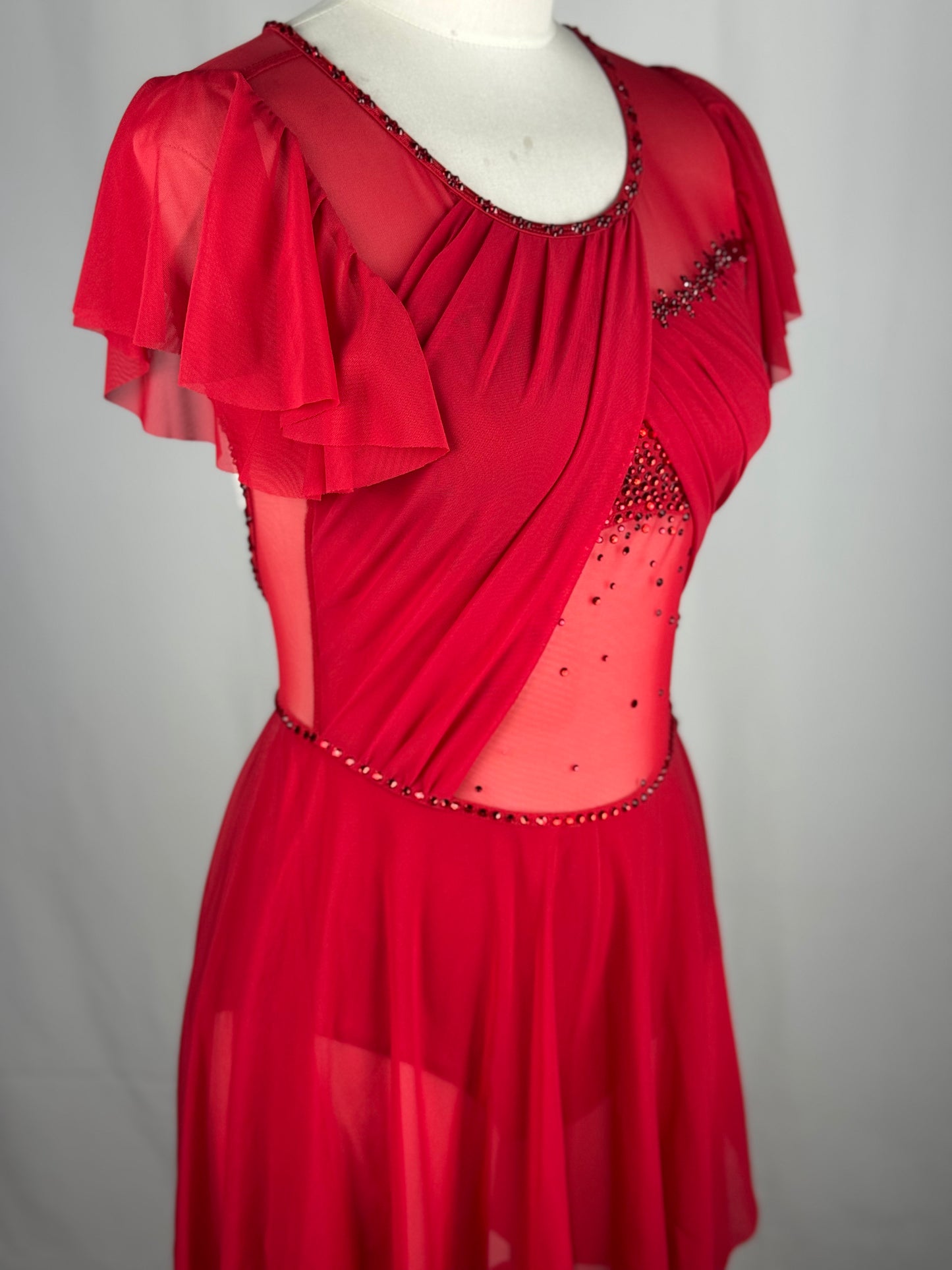 Red Lyrical Dance Costume, Adult Small