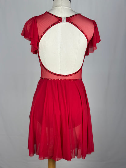 Red Lyrical Dance Costume, Adult Small