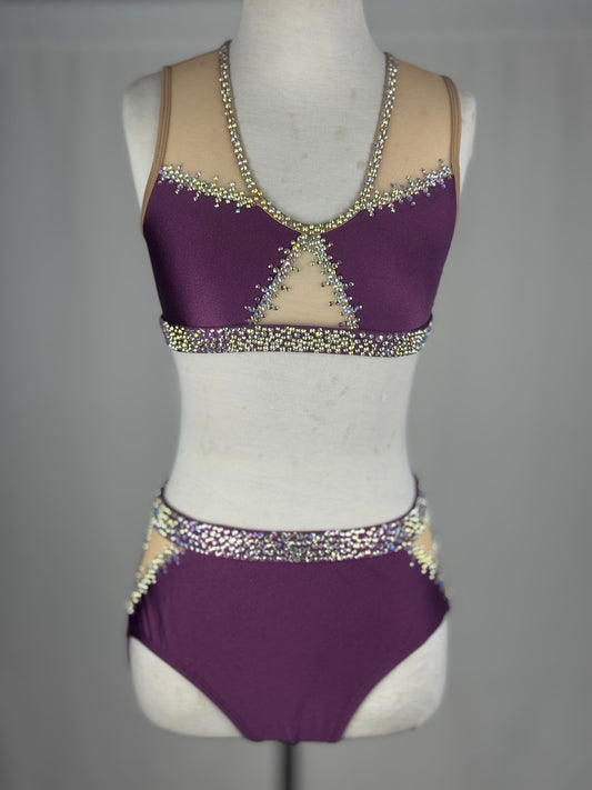 Purple Two-Piece Jazz Dance Costume, Adult X-Small