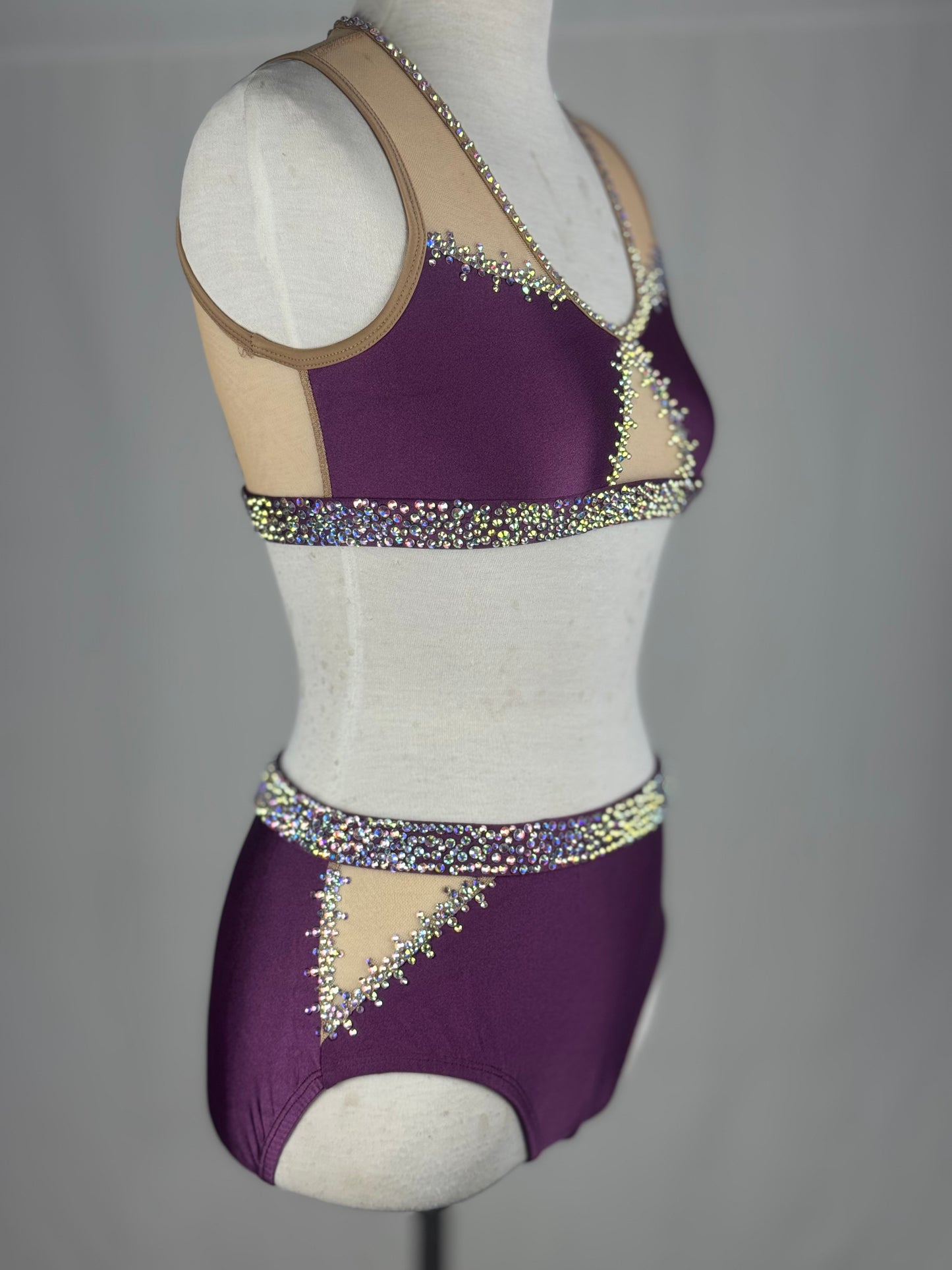 Purple Two-Piece Jazz Dance Costume, Adult X-Small