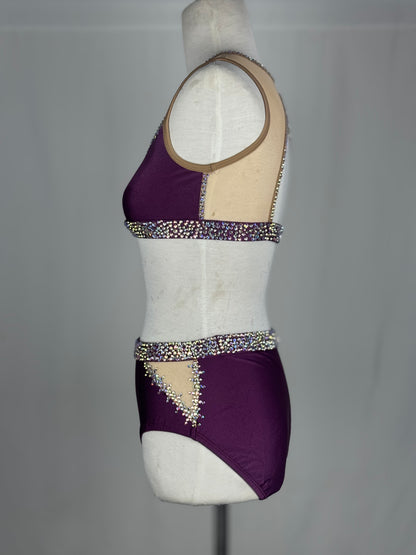 Purple Two-Piece Jazz Dance Costume, Adult X-Small
