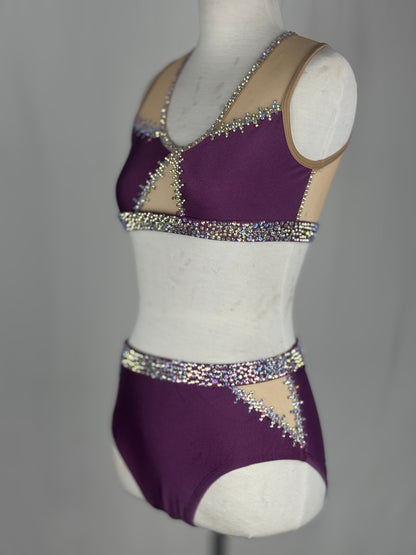 Purple Two-Piece Jazz Dance Costume, Adult X-Small