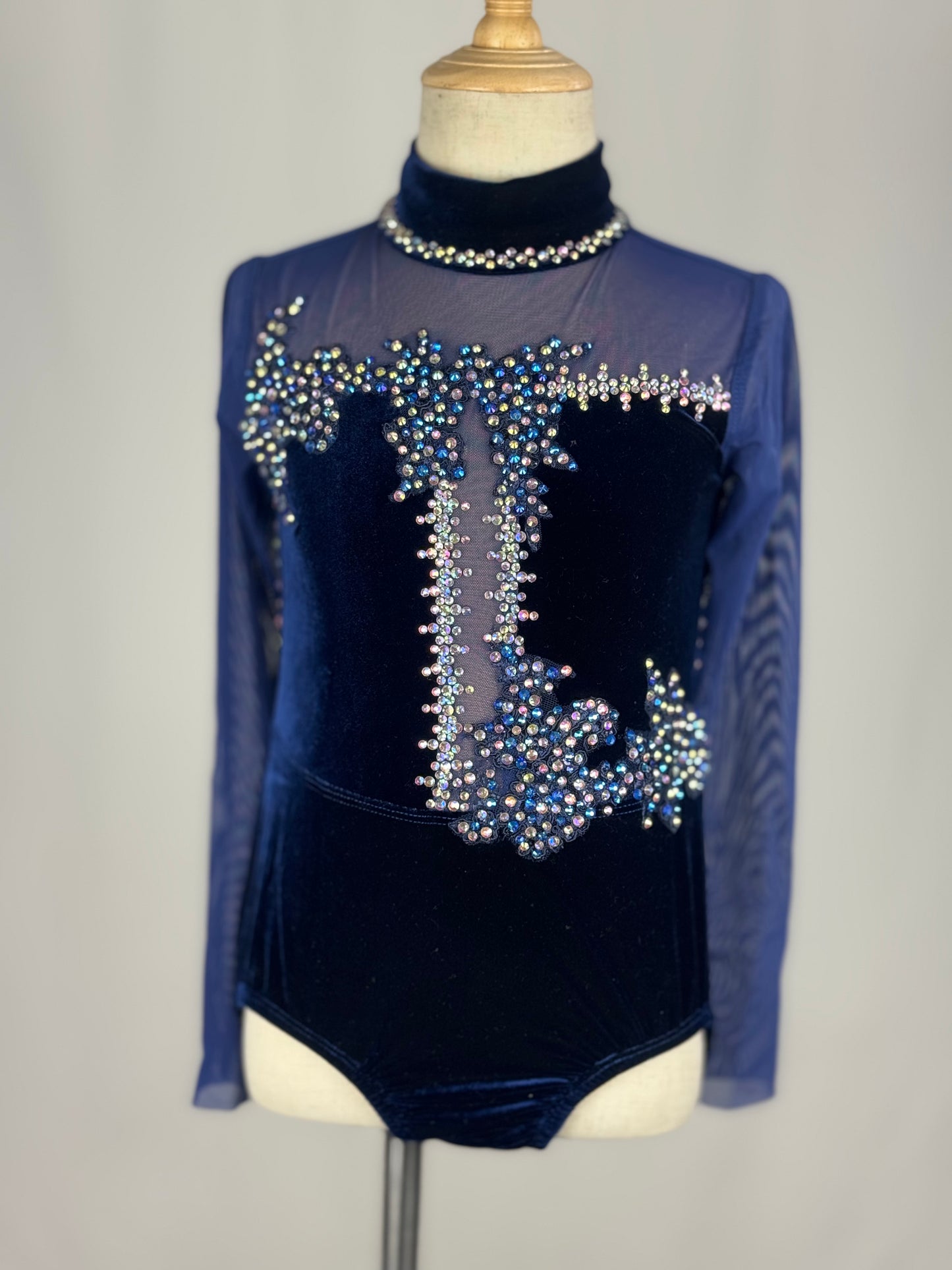 Navy Velvet Lyrical Dance Costume, Child Small
