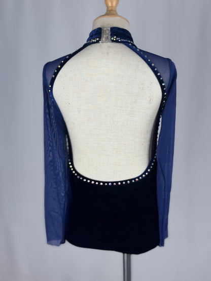 Navy Velvet Lyrical Dance Costume, Child Small