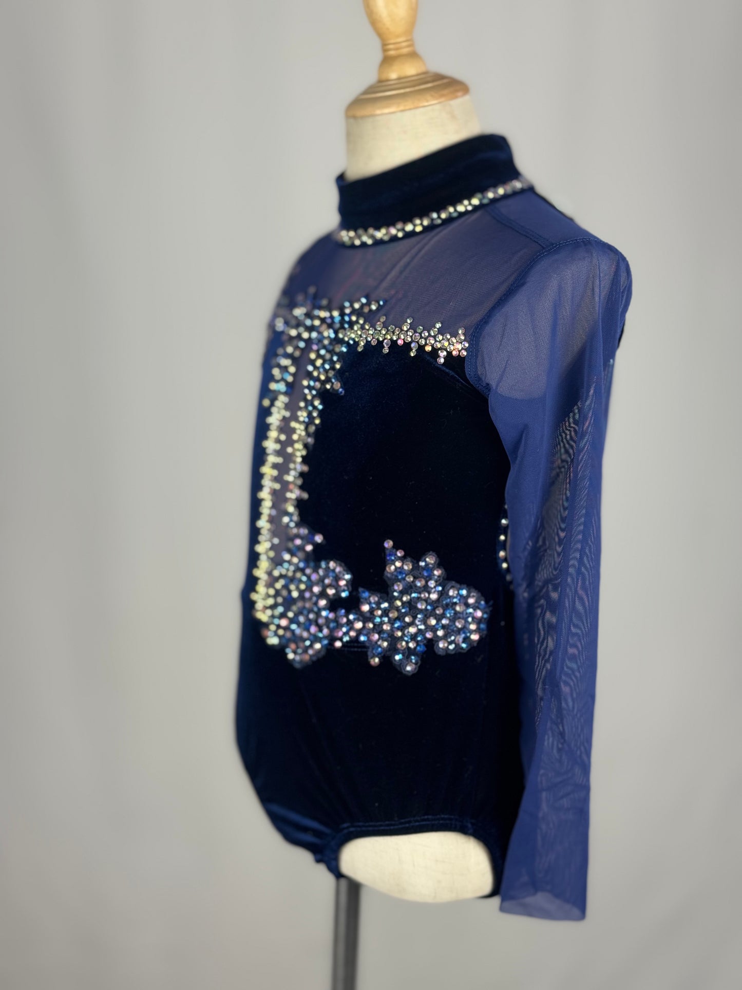 Navy Velvet Lyrical Dance Costume, Child Small