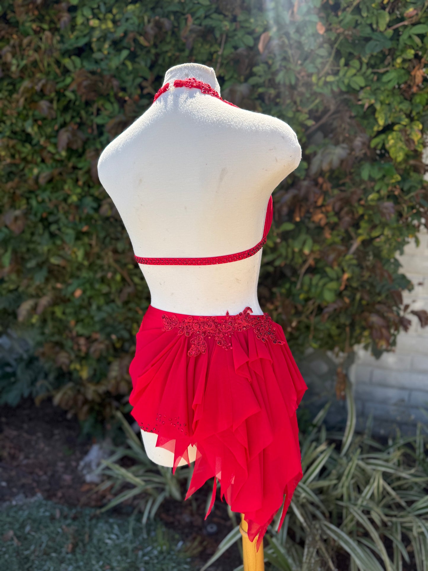 Red Two-Piece Lyrical Dance Costume, Adult X-Small/Small