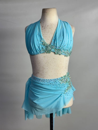 Baby Blue Two-Piece Lyrical Dance Costume, Size Child Large