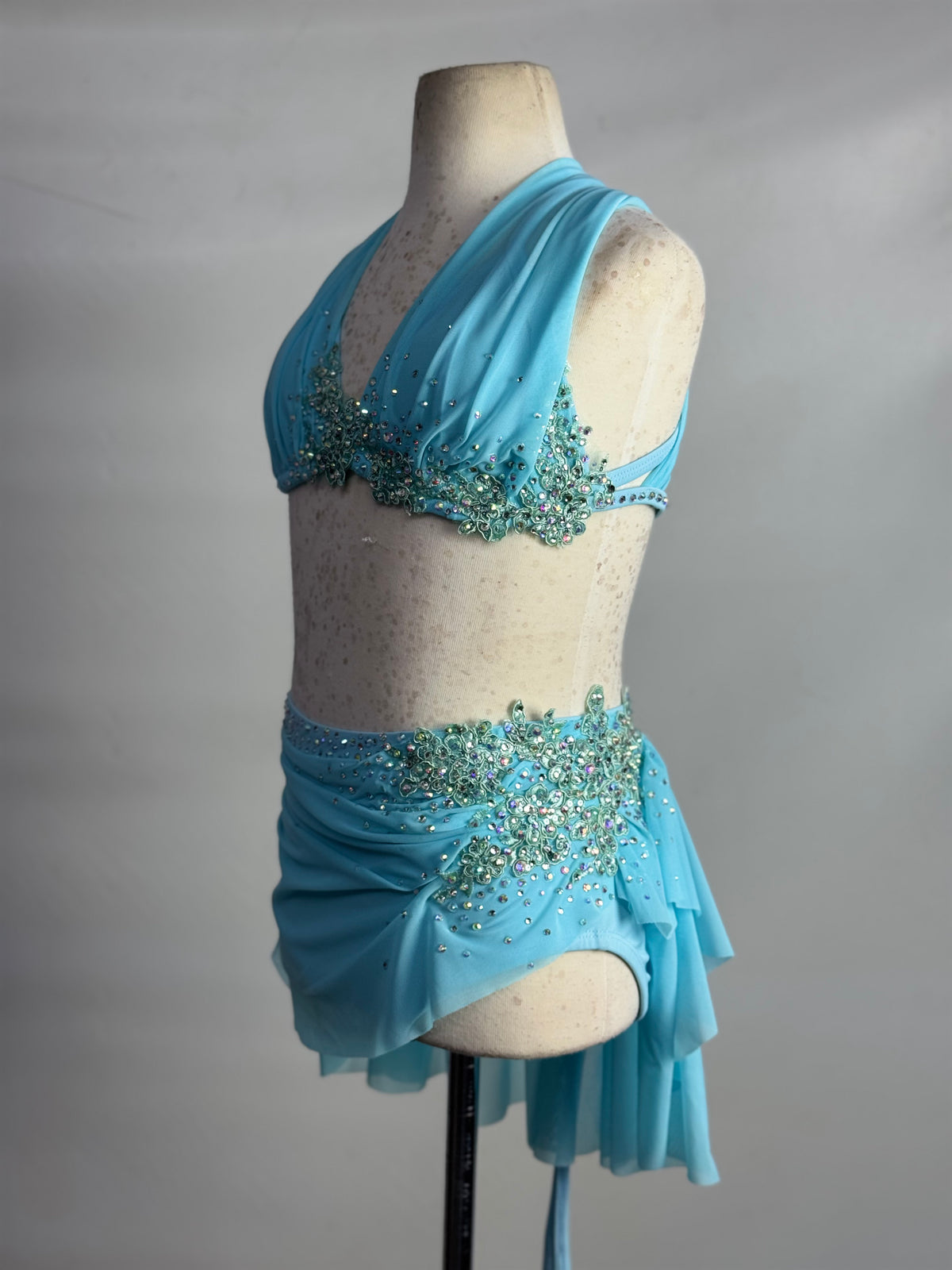 Baby Blue Two-Piece Lyrical Dance Costume, Size Child Large