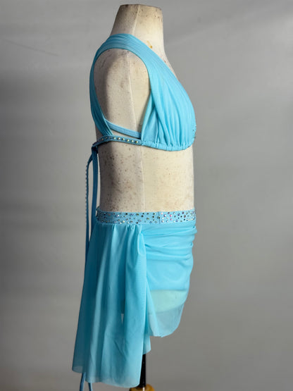 Baby Blue Two-Piece Lyrical Dance Costume, Size Child Large
