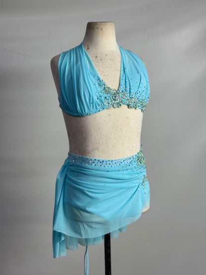 Baby Blue Two-Piece Lyrical Dance Costume, Size Child Large