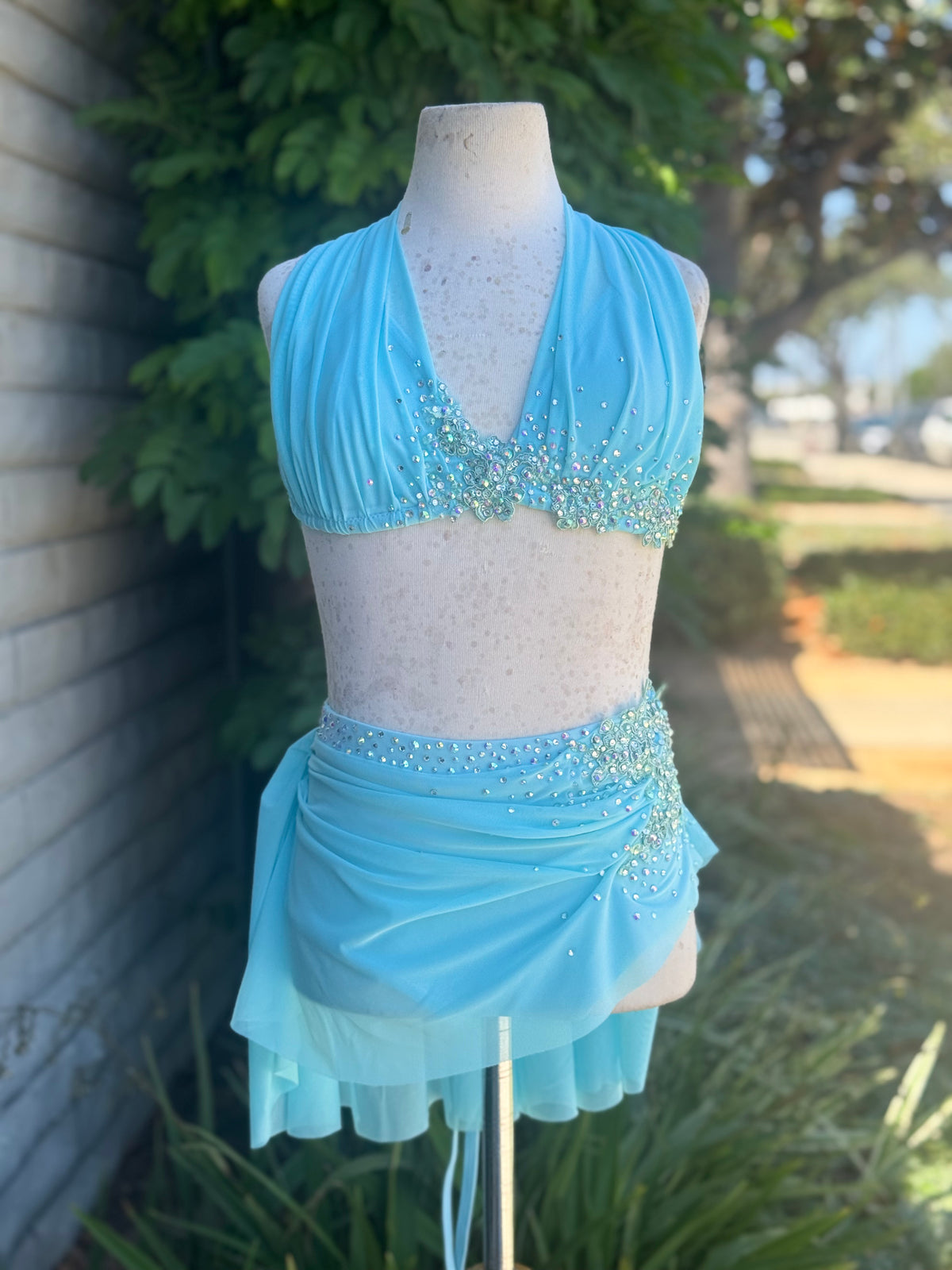 Baby Blue Two-Piece Lyrical Dance Costume, Size Child Large