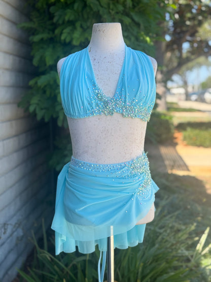 Baby Blue Two-Piece Lyrical Dance Costume, Size Child Large