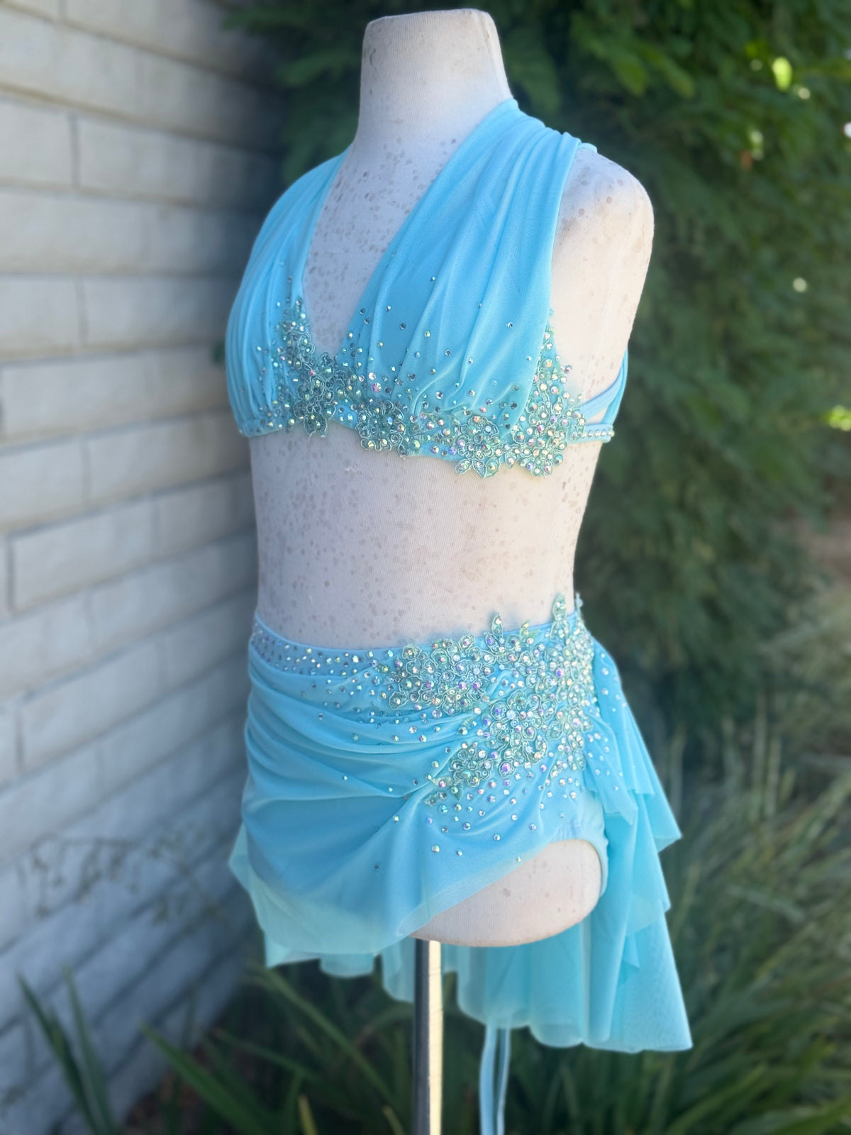 Baby Blue Two-Piece Lyrical Dance Costume, Size Child Large
