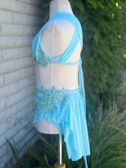 Baby Blue Two-Piece Lyrical Dance Costume, Size Child Large