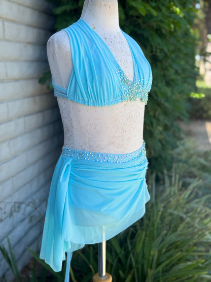 Baby Blue Two-Piece Lyrical Dance Costume, Size Child Large