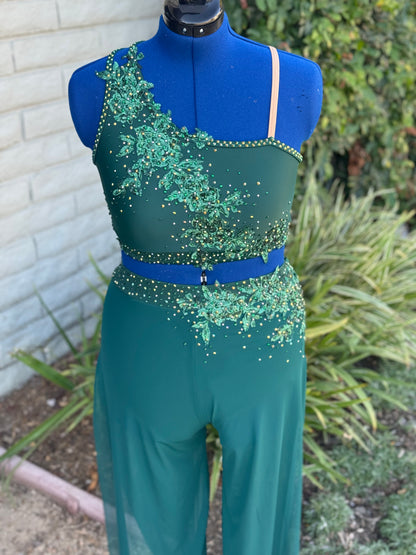 Green Mesh Contemporary Dance Pants, Adult Large