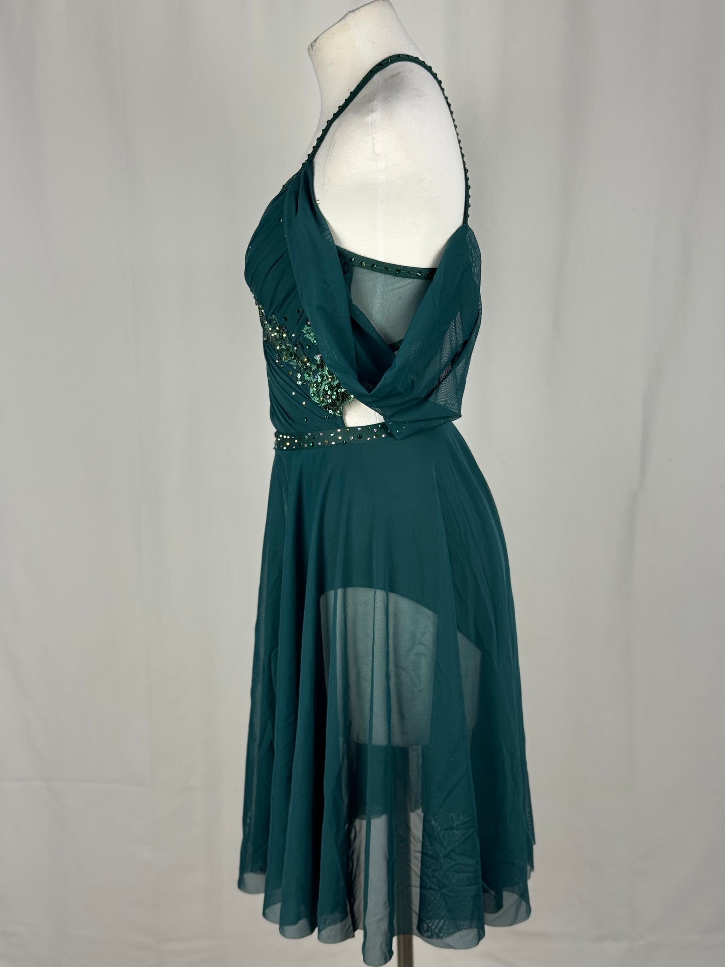 Green Lyrical Dance Costume, Adult X-Small