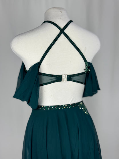 Green Lyrical Dance Costume, Adult X-Small