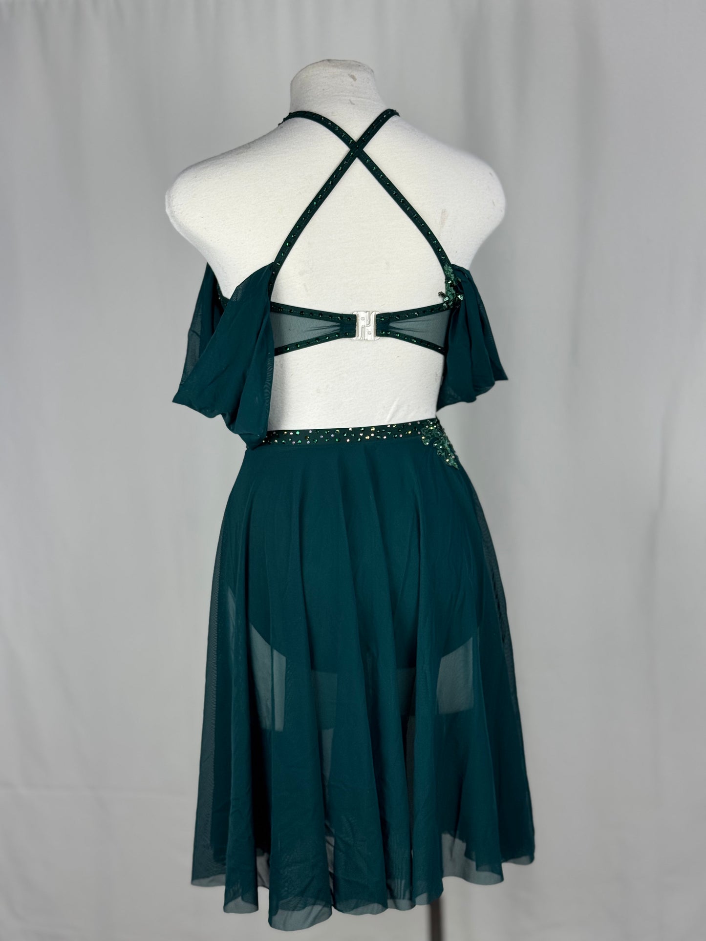 Green Lyrical Dance Costume, Adult X-Small