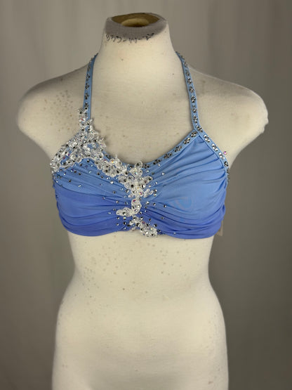 Custom-Dyed Blue Lyrical Dance Top, Adult X-Small