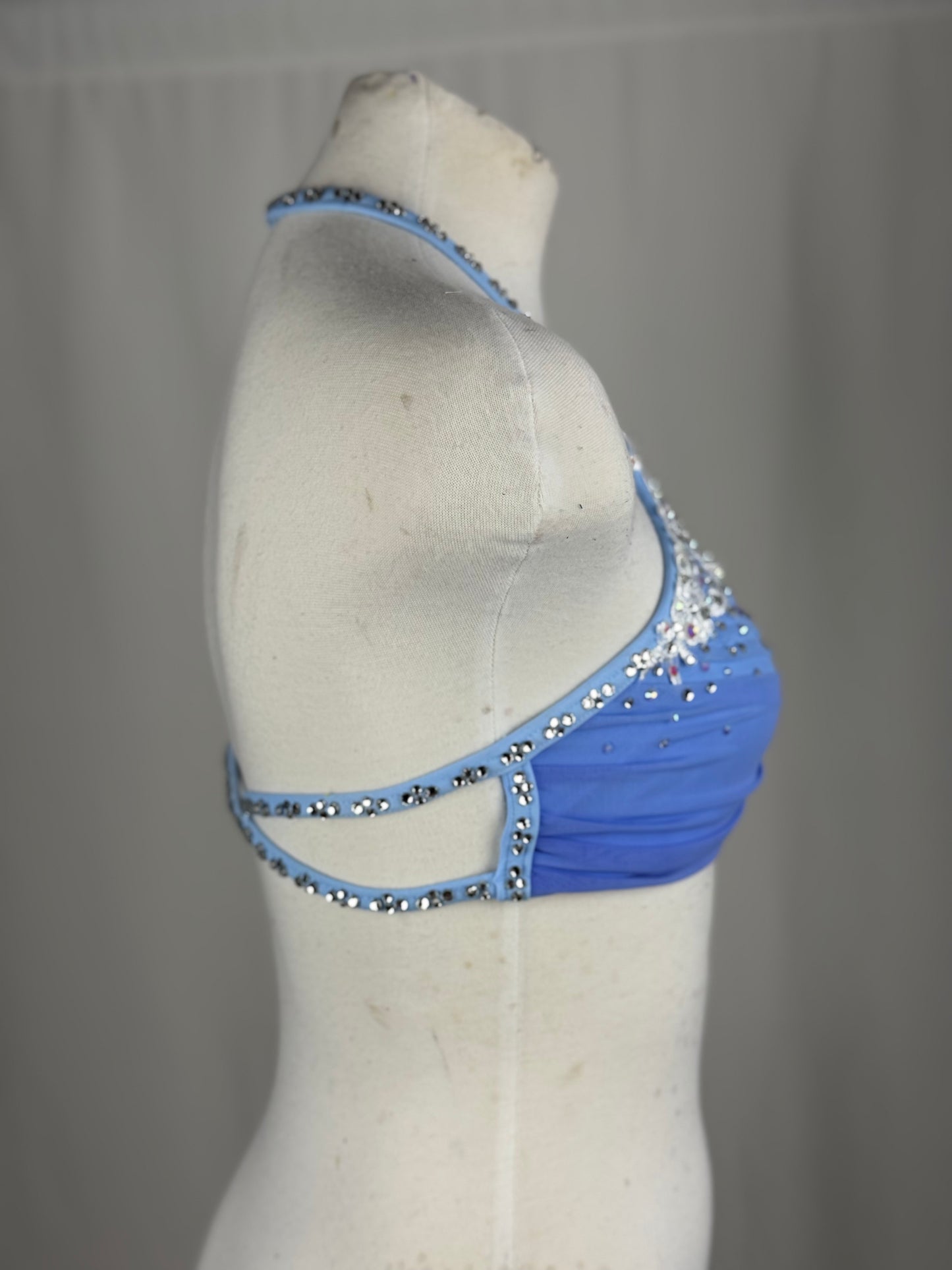 Custom-Dyed Blue Lyrical Dance Top, Adult X-Small