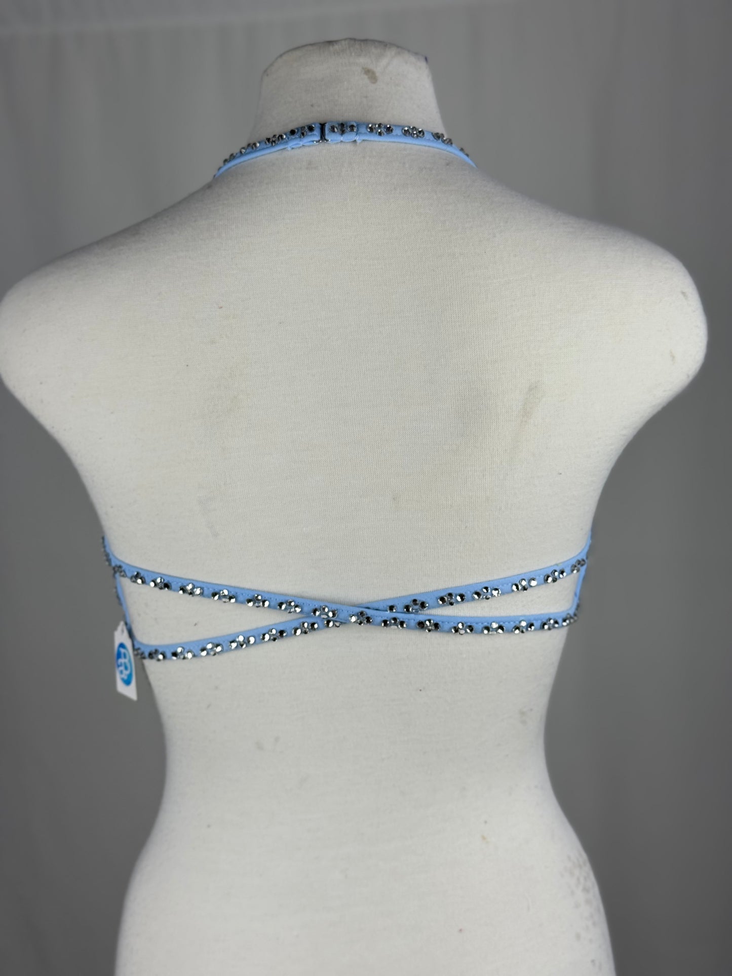 Custom-Dyed Blue Lyrical Dance Top, Adult X-Small