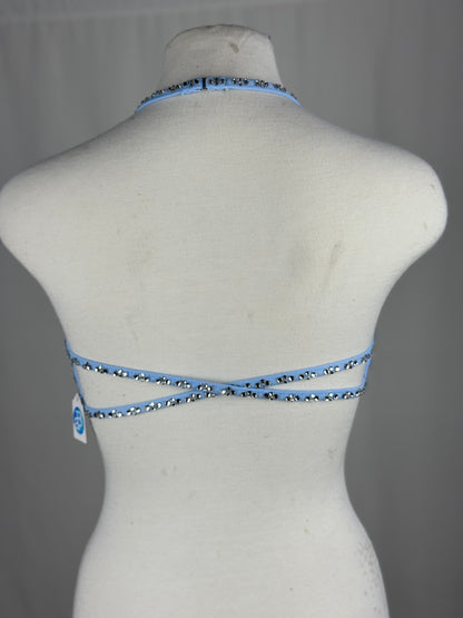 Custom-Dyed Blue Lyrical Dance Top, Adult X-Small