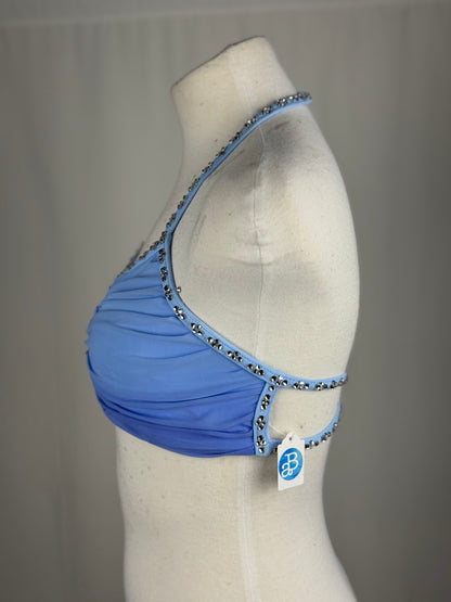 Custom-Dyed Blue Lyrical Dance Top, Adult X-Small