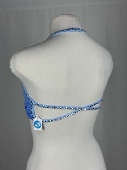 Custom-Dyed Blue Lyrical Dance Top, Adult X-Small