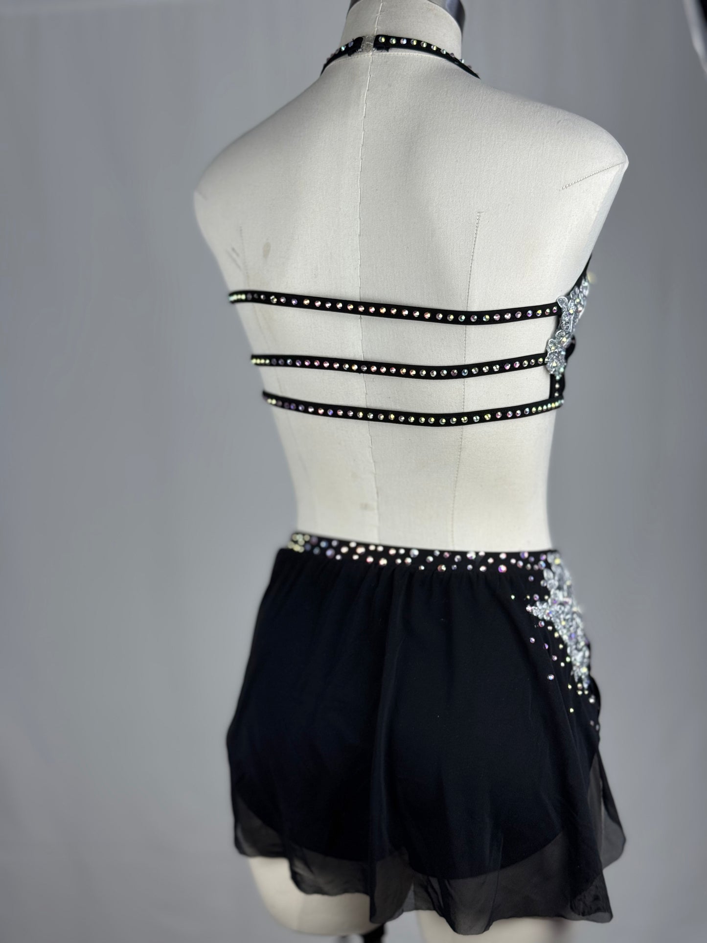 Black Lyrical Dance Costume, Adult Small