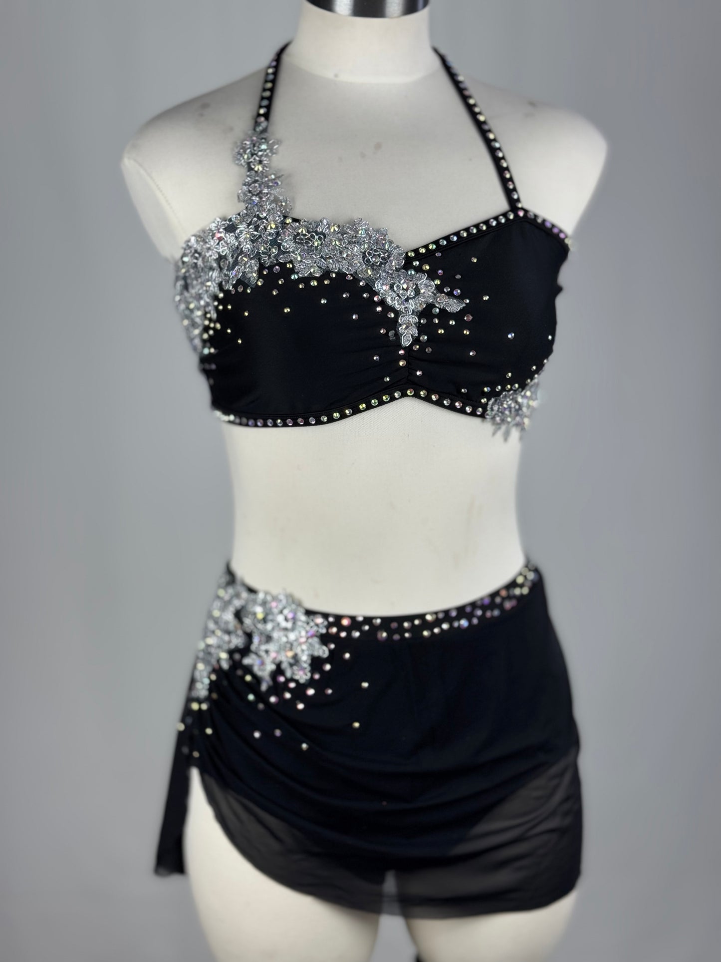 Black Lyrical Dance Costume, Adult Small