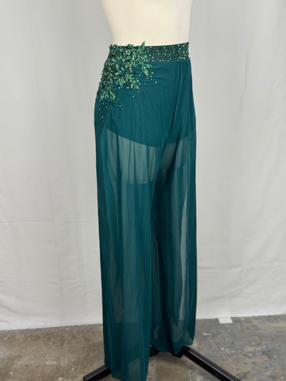 Green Mesh Contemporary Dance Pants, Adult Large