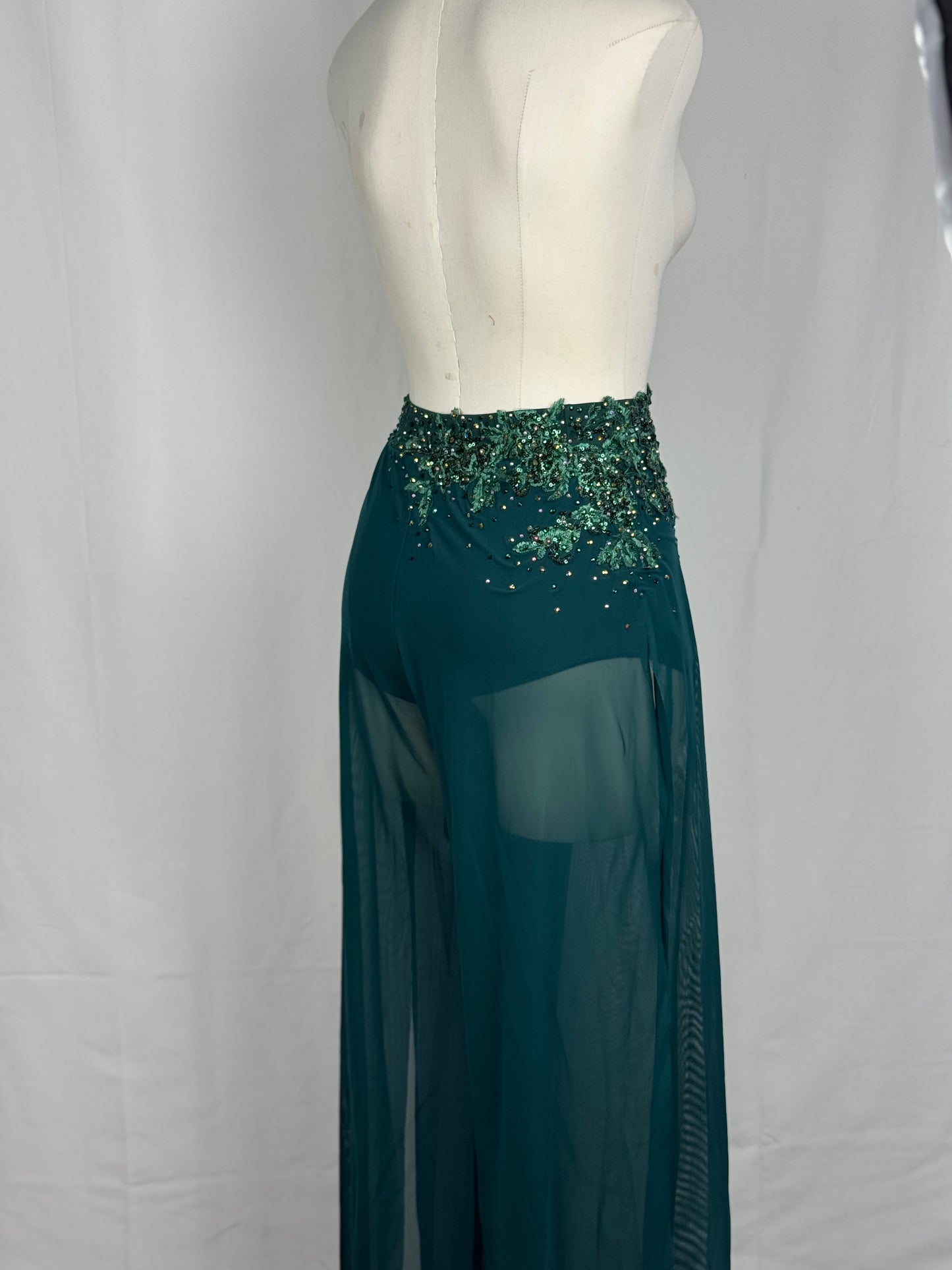 Green Mesh Contemporary Dance Pants, Adult Large